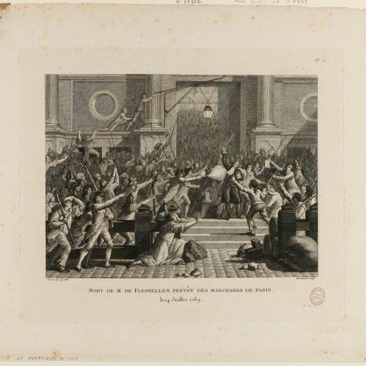 MORT DE M. DE FLESSELLES, PREVÔT DES MARCHANDS DE PARIS. Le 14 Juillet 1789.