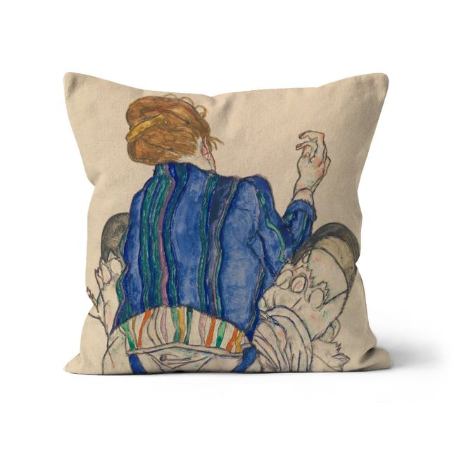 Seated Woman, Back View,1917, Egon Schiele Cushion Smartify Essentials