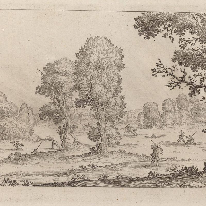 Men Fighting in a Landscape