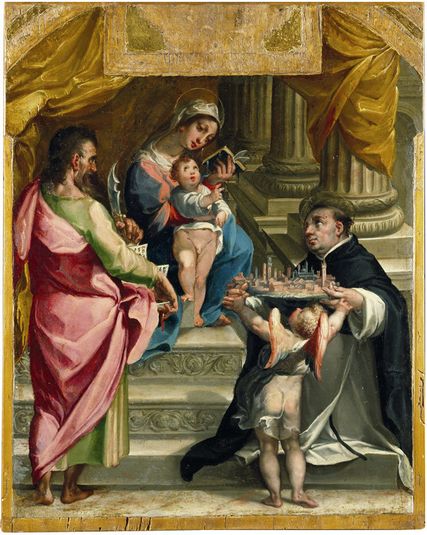 St. Bartholomew and Blessed Ambrose Sansedoni offering the city of Siena to Our Lady