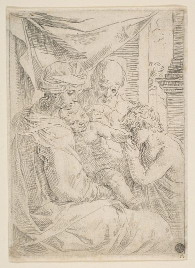 Holy Family with Saint John the Baptist kissing the infant Christ's hand