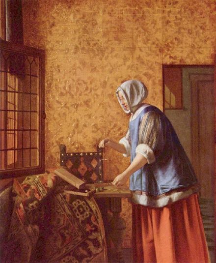 Interior with a Woman Weighing Gold Coin