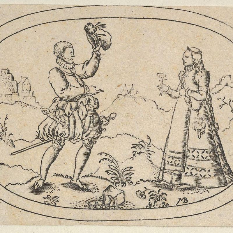 A Gentleman Greets a Lady, from Das Bossenbüchlein