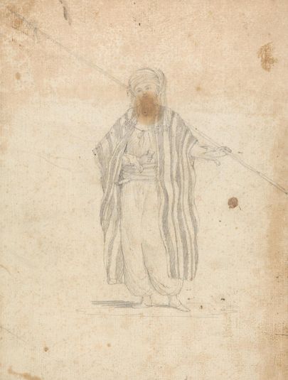 Man Wearing a Burnoose and Carrying a Spear
