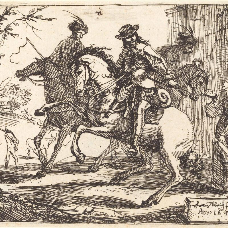 Three Riders before an Inn
