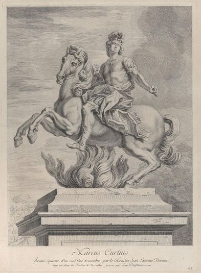 A statue of Marcus Curtius on horseback