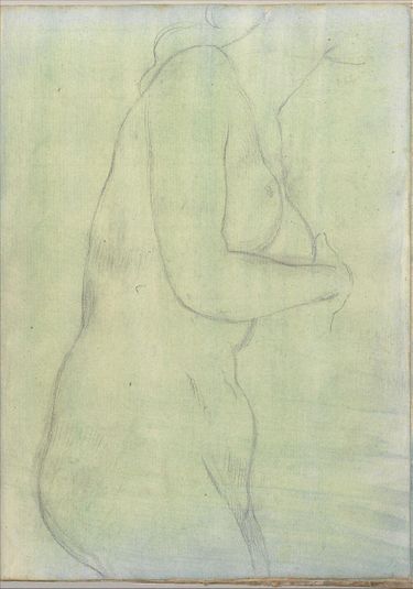 Sketch of a Female Nude Resembling the Medici Venus (Smaller Italian Sketchbook, leaf 20 recto)