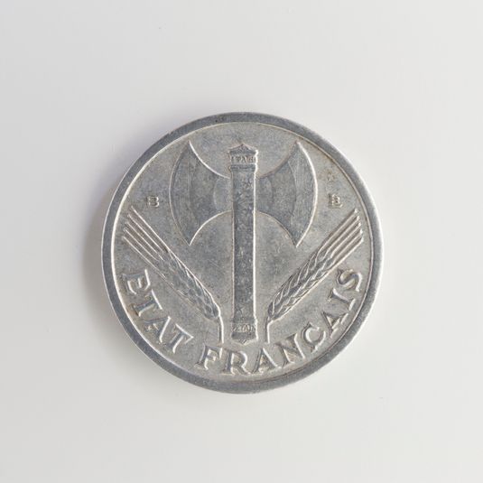 Pièce de 1 franc en aluminium de l'Etat français, 1944