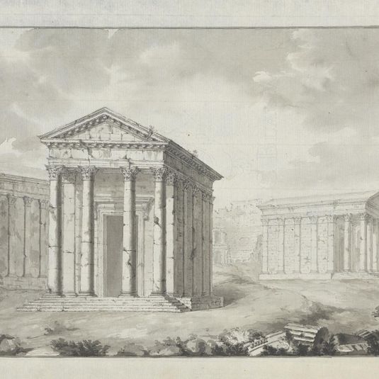 Temple at Baalbec: Three Temples amongst other Ruins