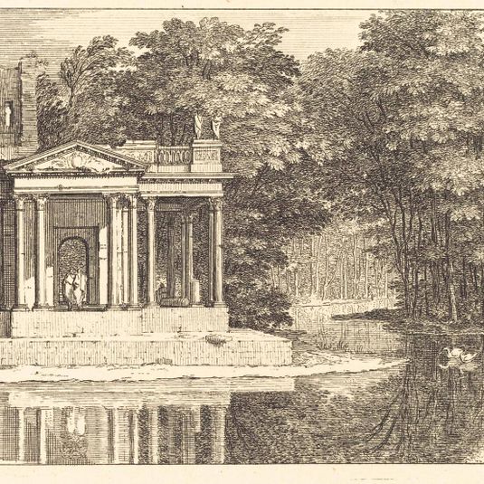 Landscape with Temple Ruins and Pond