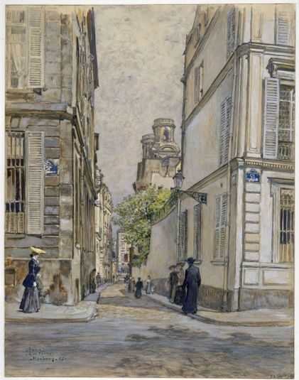 Rue Férou et l'église Saint-Sulpice, vues de la rue Vaugirard, en 1907. 6ème arrondissement