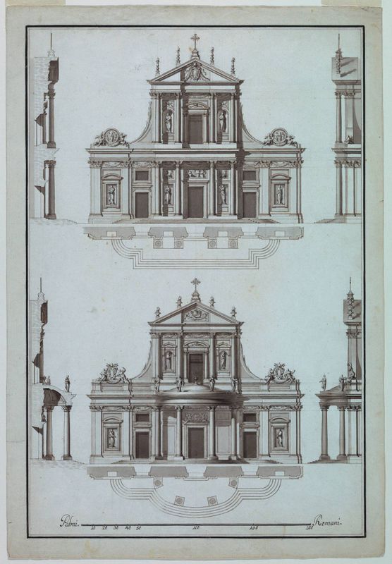 Two Variants of a Facade of S. Maria Sopra Minerva, Rome