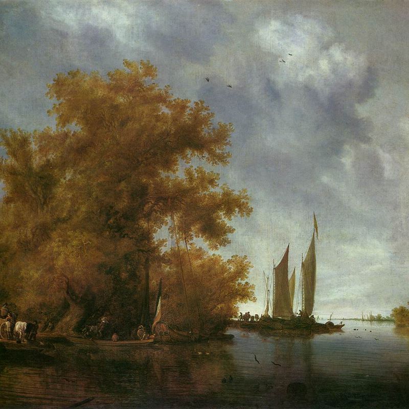 River landscape with boats
