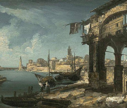 Capriccio with a Portico and a City Beyond