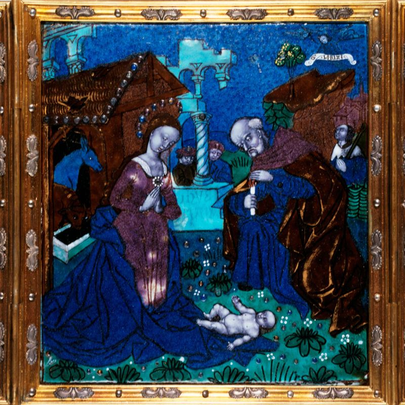 La Nativité entre sainte Catherine et saint Michel