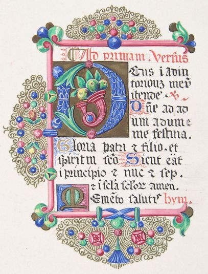 Illuminated Letter "D" within a Decorated Border