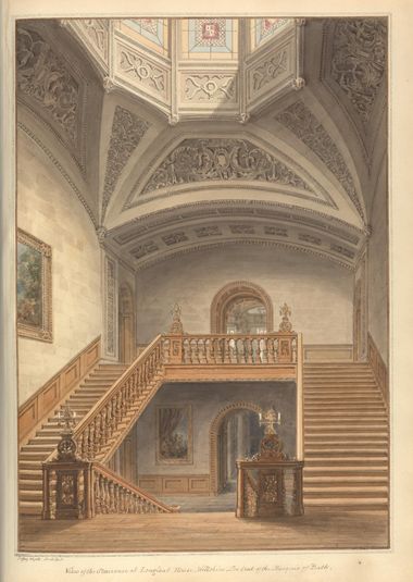 View of the Staircase at Longleat House, Wiltshire; the Seat of the Marquis of Bath