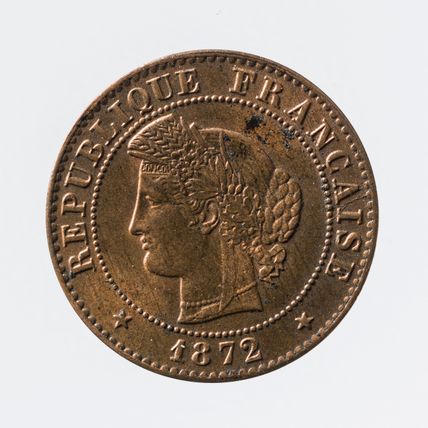 Pièce de 1 centime en bronze de la IIIe République, 1872