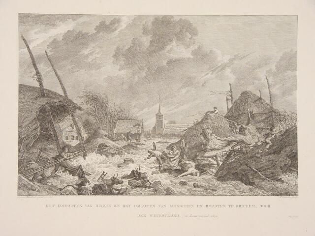 'Het instorten van huizen en het omkomen van menschen en beesten te Erichem, door den watervloed. (in Louwmaand 1809.)'