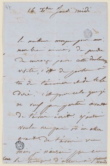 Juliette Drouet à Victor Hugo, 16 décembre jeudi midi 1847