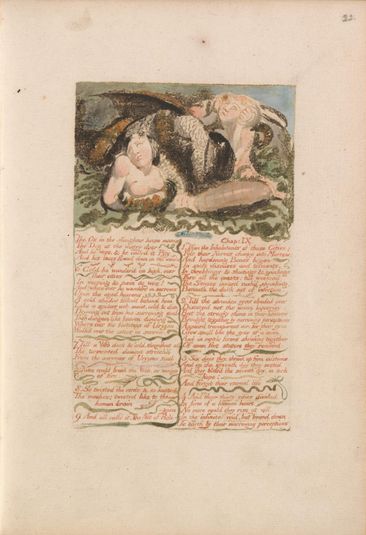 The First Book of Urizen, Plate 26, "The Ox in the Slaughter House Moans...." (Bentley 25)