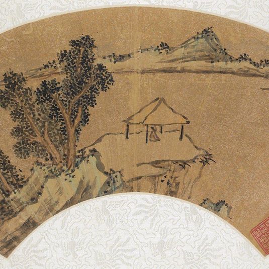 Seated Scholar under a Cliff Side Pavilion