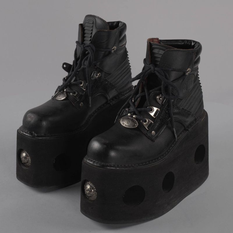 Black platform ankle boots worn by Bootsy Collins