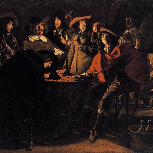 Smokers in an Interior, also known as The Guardroom