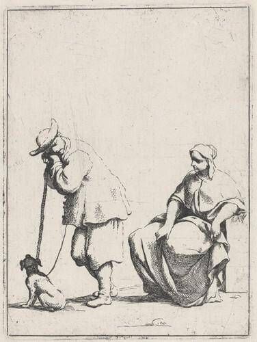 Standing Peasant with a Dog and a Seated Woman
