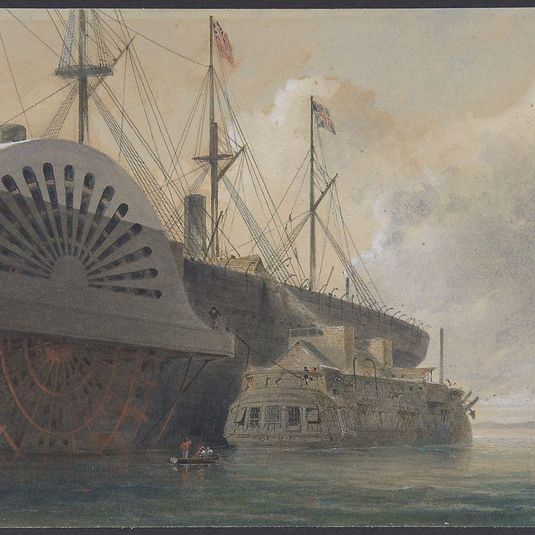 The Old Frigate Iris with Her Freight of Cable Alongside the Great Eastern at Sheerness: The Cable Passed from the Hulk to the Great Eastern