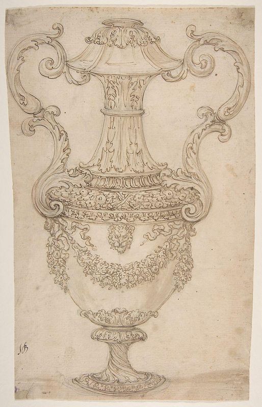Design for a Vase with Handles, Decorated with a Festoon