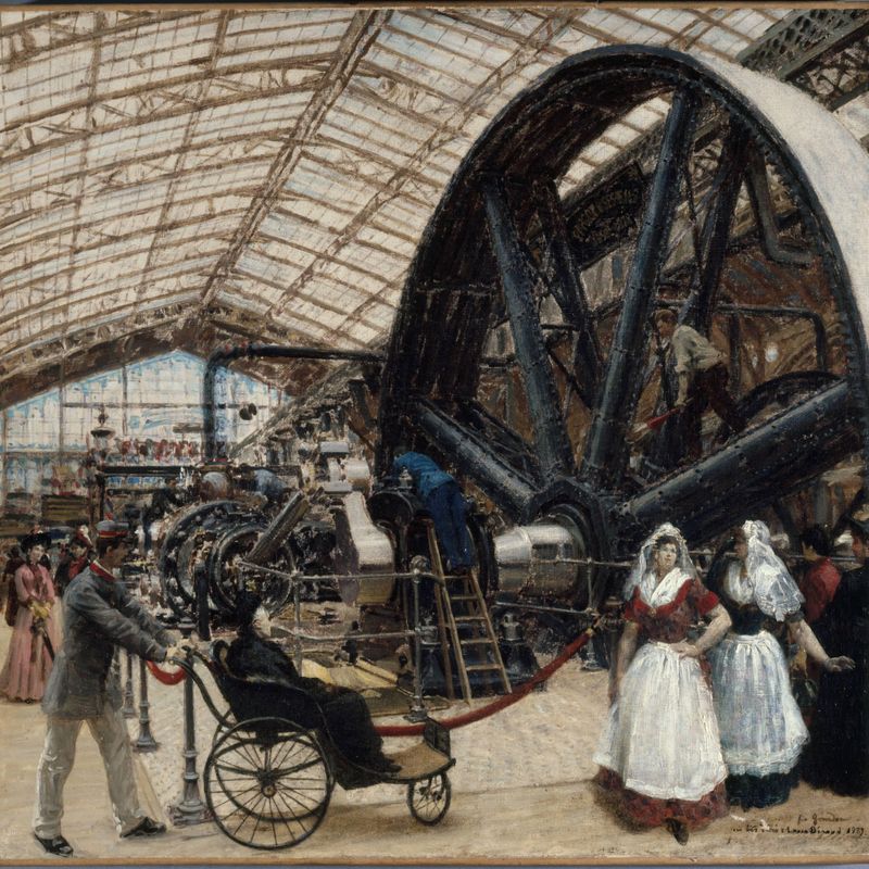 Intérieur de la galerie des machines à l'exposition universelle de 1889.