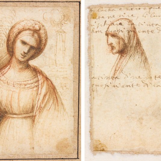 Lady in a Landscape (recto); Bust-Length Profile of an Old Woman (verso)