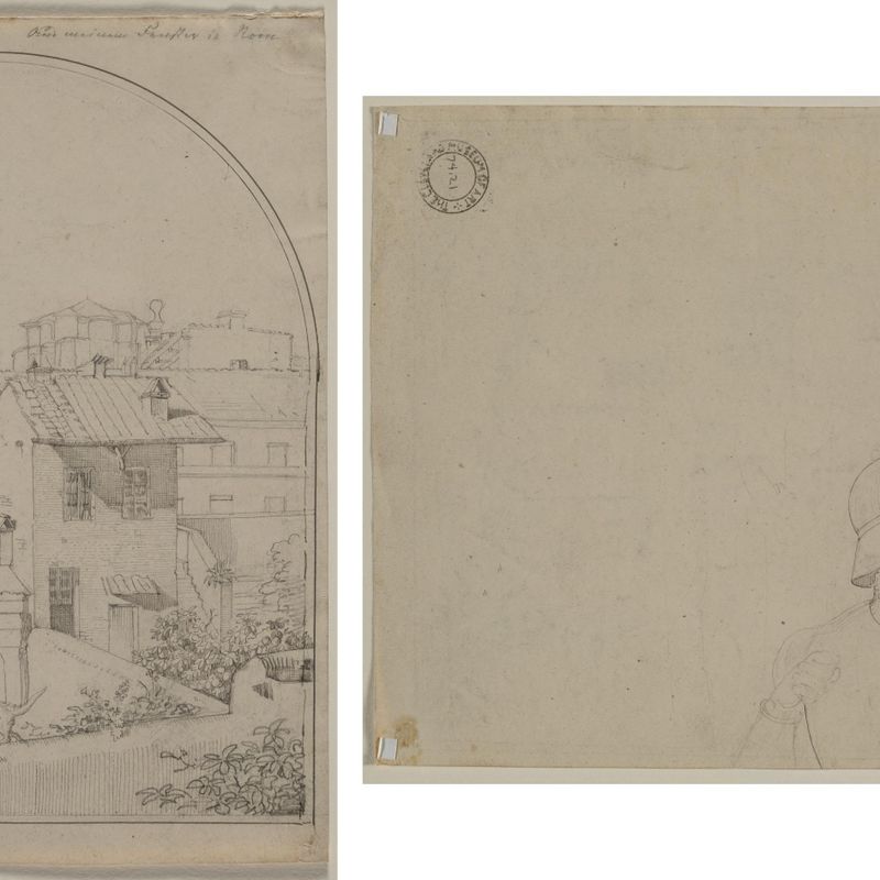 View from My Window in Rome (recto) Soldier in a Landscape (verso)