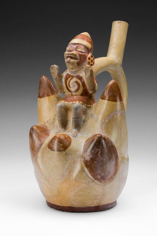 Vessel Depicting a Figure on Top of a Seven-Peaked Mountain
