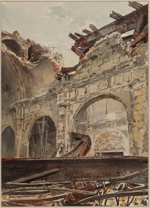 Ruines du Palais de Justice, salle des Pas-Perdus, après l'incendie de 1871.