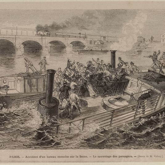 Accident d'un bateau mouche sur la Seine. - Le sauvetage des passagers, 1873