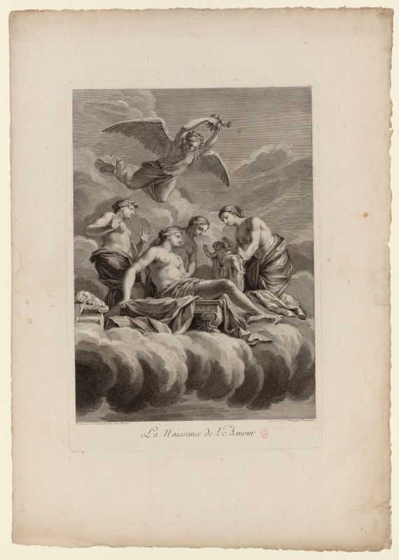 Les peintures de Charles Le Brun et d'Eustache Le Sueur de l'hôtel Lambert. Cabinet de l'Amour : La naissance de l'amour.