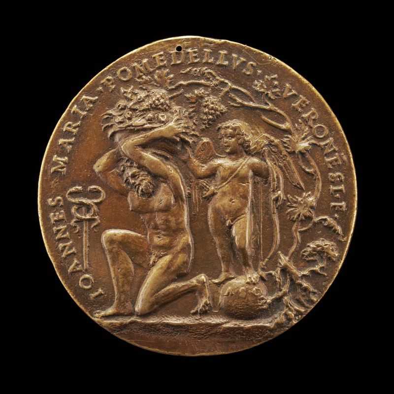 Man Holding Fruit, and Cupid [reverse]