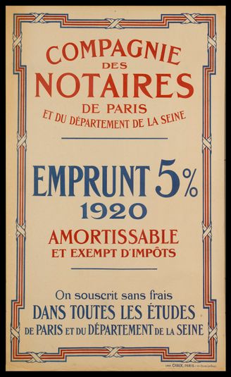 COMPAGNIE/ DES/ NOTAIRES/ DE PARIS/ ET DU DEPARTEMENT DE LA SEINE/ EMPRUNT 5%/ 1920/ AMORTISSABLE/ ET EXEMPT D'IMPOTS