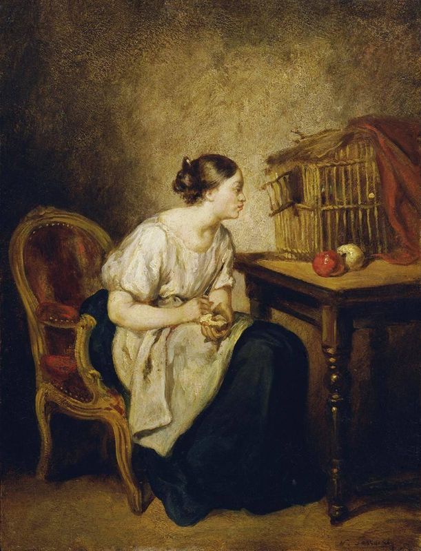 Young Woman with a Birdcage