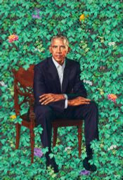 Visual Description of Barack Obama by Kehinde Wileyand Visual Description tour of select portraits in America’s Presidents