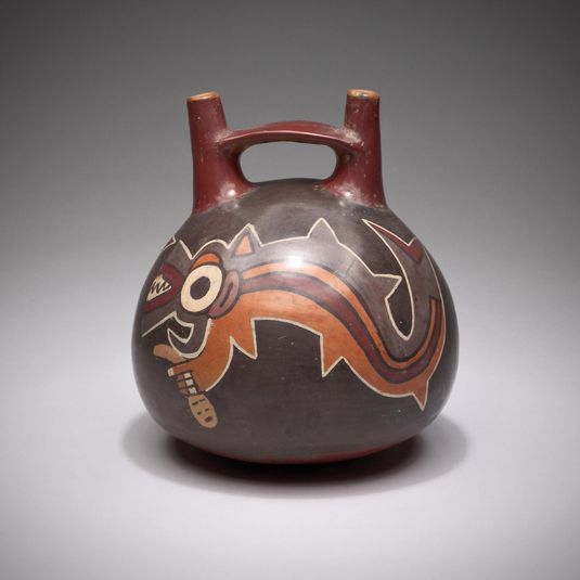 Vessel Depicting an Anthropomorphic Shark Holding a Trophy Head