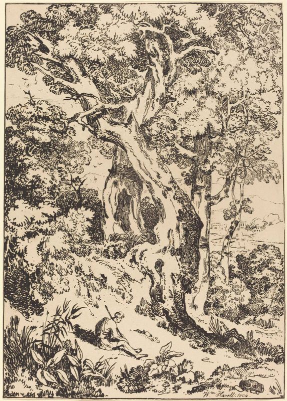 Study of Trees and Shrubs with Seated Figure
