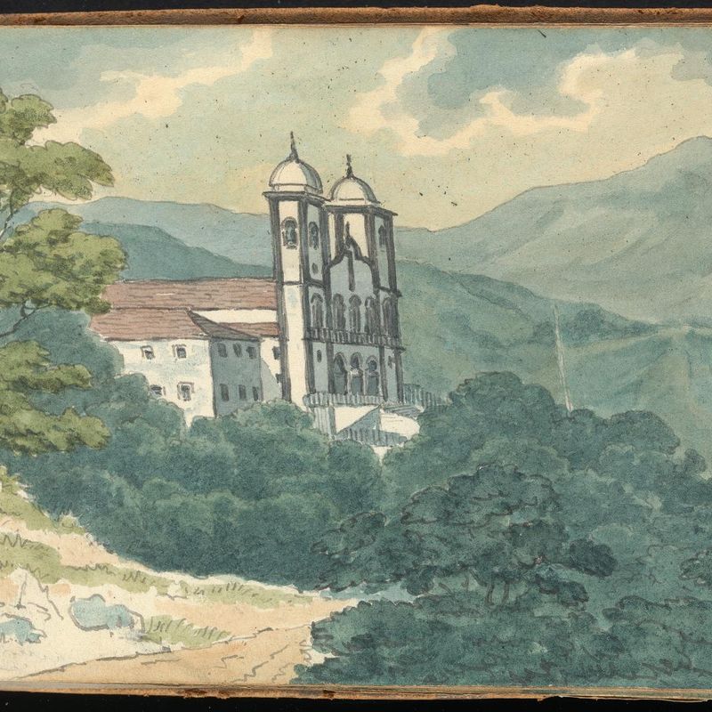 Album of Landscape and Figure Studies: Villa in the Mountains