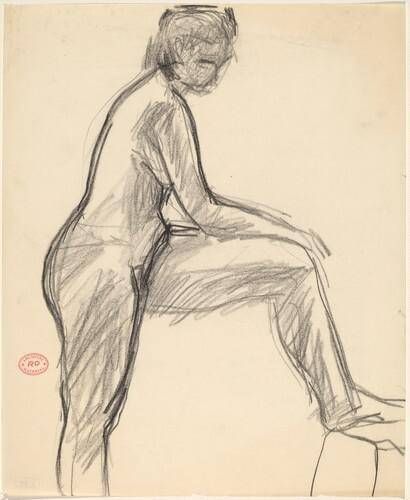 Untitled [female nude in profile with left leg raised]