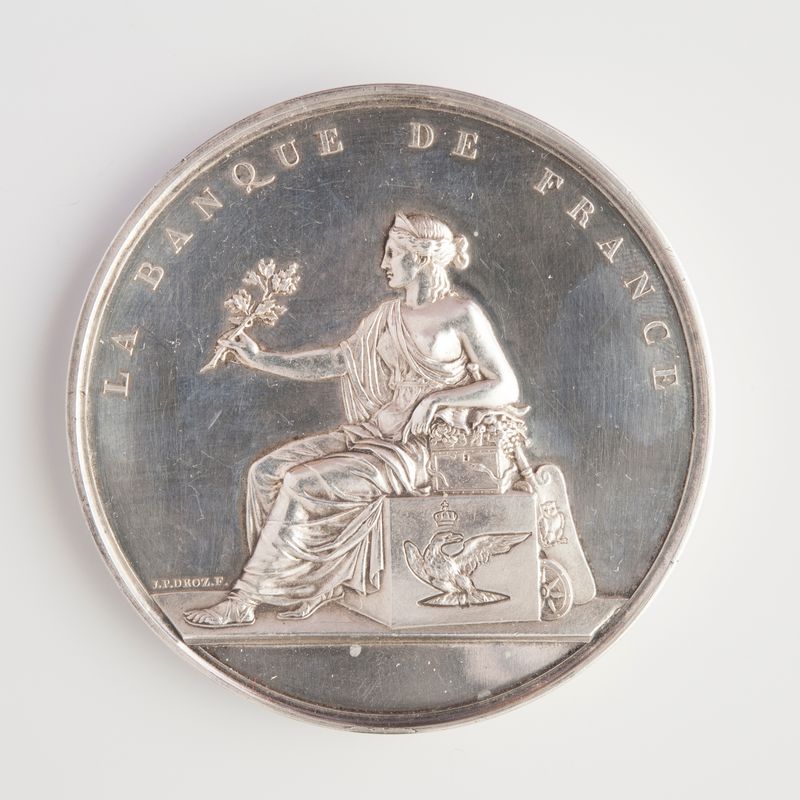 Médaille décernée à Louis Losa par la Banque de France pour avoir assuré la défense lors de la Commune, 1871