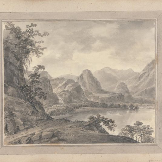 Views in England, Scotland and Wales; Tour in Scotland: Mountainous landscape with lake