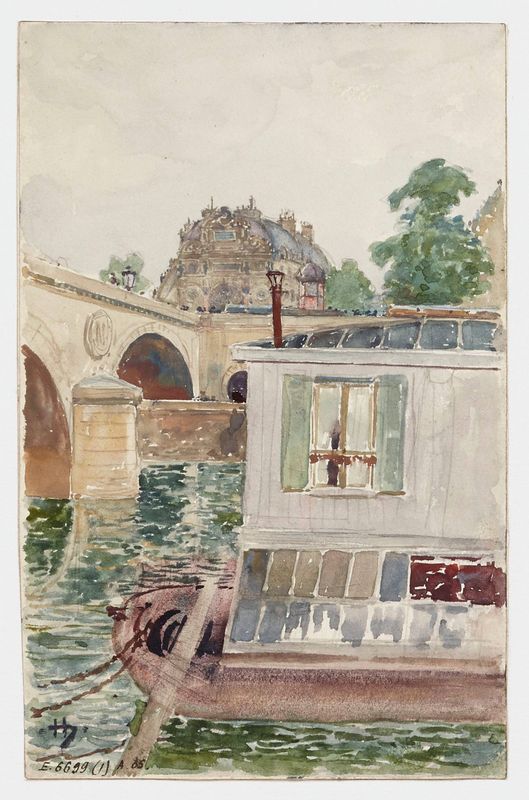 Bâteau-Lavoir au pont Saint-Michel, côté quai des Ordèvres, en 1905. 4ème et 6ème arrondissements