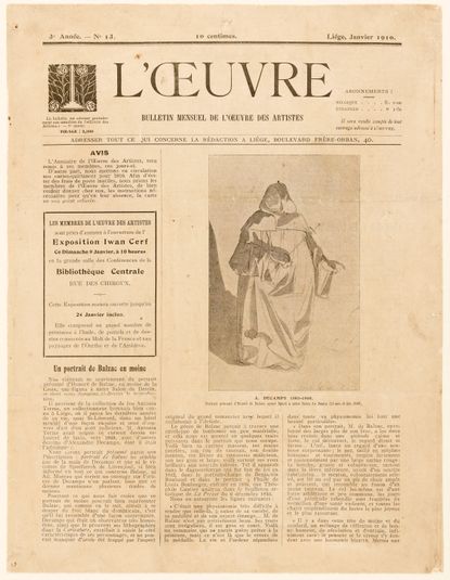 L'Oeuvre. bulletin mensuel de l'oeuvre des artistes. Liège, janvier 1910